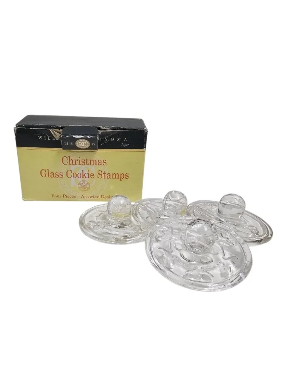 80s - 90s Williams Sonoma Christmas Glass Cookie Stamps . set of 4
